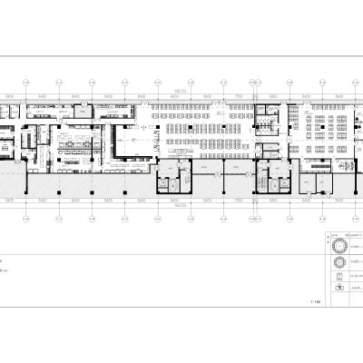 公工装餐饮餐厅平面施工图，顶面吊顶，地面铺装系统图，CAD施工图