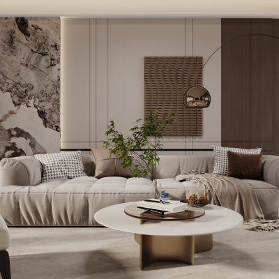 现代客厅 沙发茶几落地灯