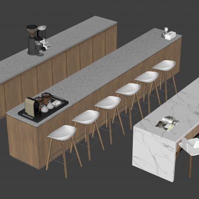 吧台桌椅水吧台岛台餐桌椅SU模型