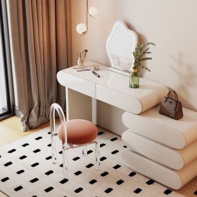 现代奶油风梳妆台凳组合