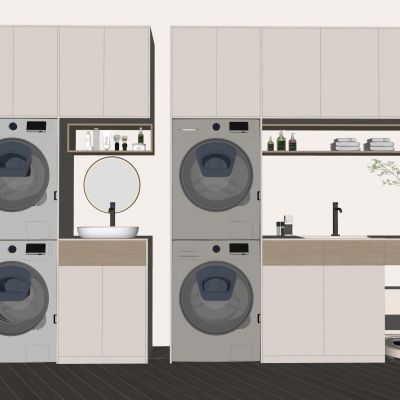 现代洗衣机柜
