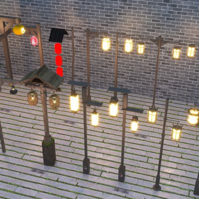 中式路灯 高杆灯 景观灯 户外灯3D模型