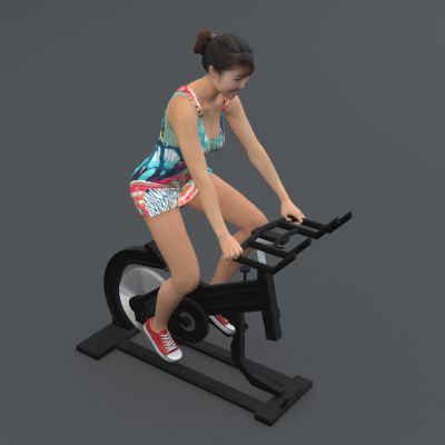 骑动感单车的健身女教练