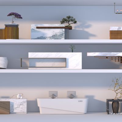 新中式前台 接待台3D模型