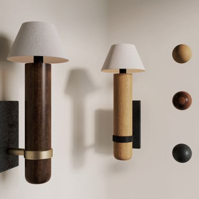 侘寂，壁灯，黑铁，原木，球形灯，玻璃灯