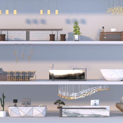 新中式前台3D模型