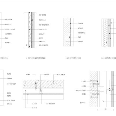 家装公工装通用工艺节点图，墙面工艺节点图，顶面工艺节点图，地面工艺节点图，CAD施工图