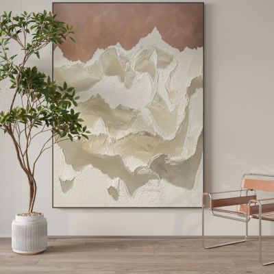 现代装饰画 绿植 单人座椅