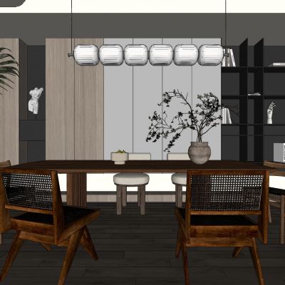 餐厅，侘寂，现代，餐桌椅，吊灯，餐边柜，橱柜