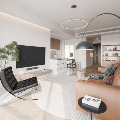 现代奶油风客餐厅