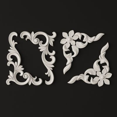 墙体门窗结构,雕花石膏3D模型