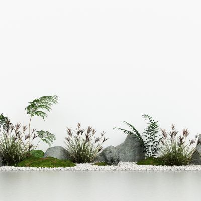 室内外造景，园艺景观小品，绿植景观石头，鹅卵石，植物堆，野杂草，山地草皮