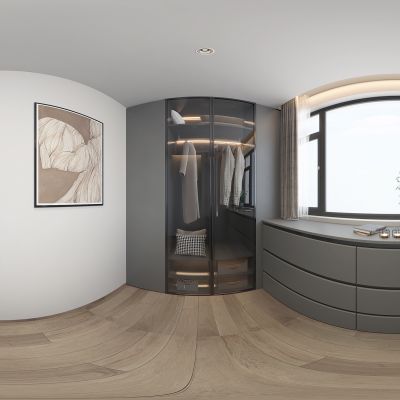 现代简约衣帽间全景