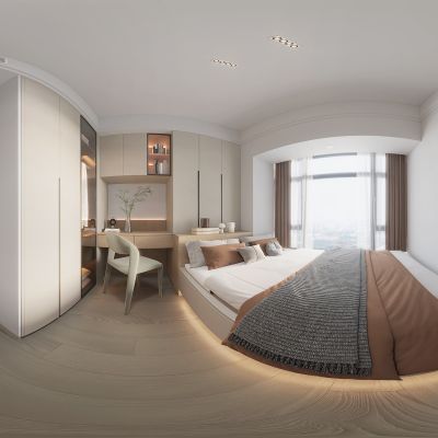 现代简约卧室全景