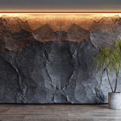 现代岩石背景墙