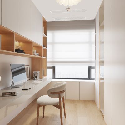 现代奶油风书房