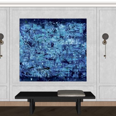 侘寂，现代，装饰画，抽象，蓝色