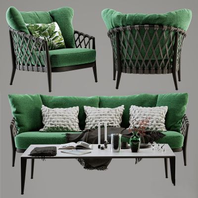 沙发,竹子藤编沙发