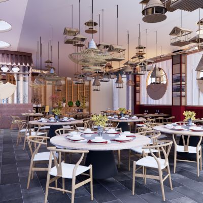 客家中餐厅餐饮火锅SU模型