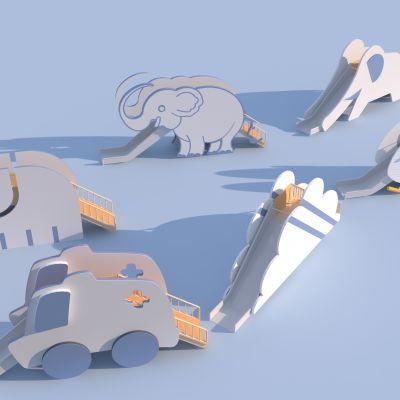 现代儿童滑梯组合_户外儿童活动_儿童乐园器材