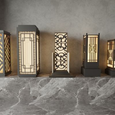 现代户外景观灯 草坪灯 庭院灯3d模型组合