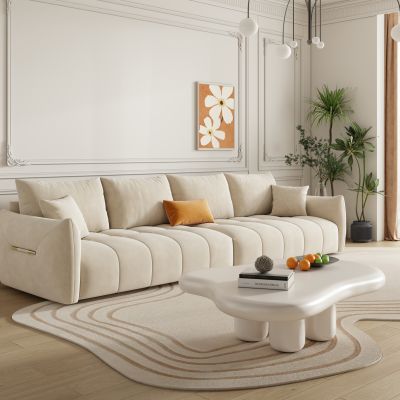 现代奶油风沙发茶几组合