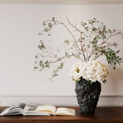 侘寂，花艺，花瓶，插画，饰品摆设