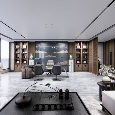 董事长办公室经理办公室SU模型