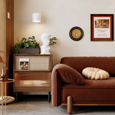 边柜，台灯沙发组合