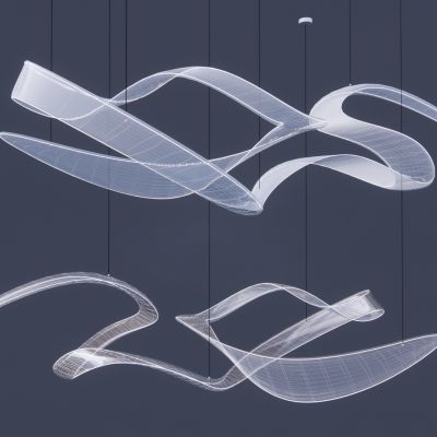 现代简约异形流线大型吊灯SU模型