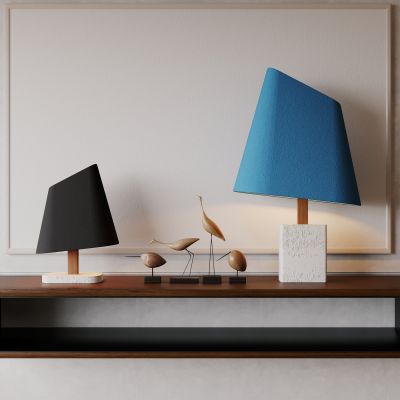 侘寂，现代，台灯，高级，帆布灯罩