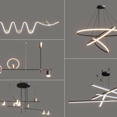 现代吊灯 金属吊灯 客厅吊灯 餐厅吊灯 卧室吊灯3D模型
