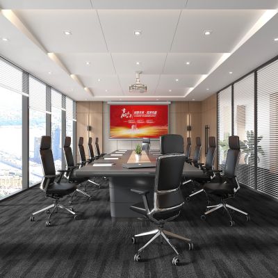现代会议室3D模型 会议桌 会议桌椅 办公桌椅 投影仪 投影设备