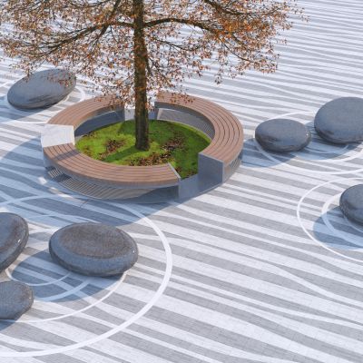 现代广场创意景观座椅3D模型