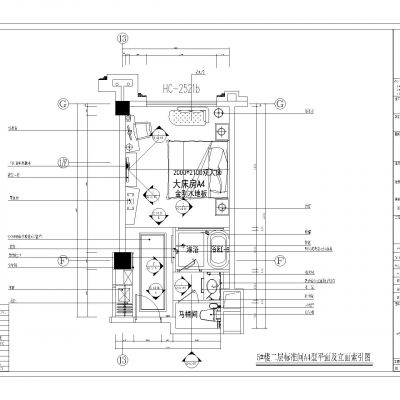 酒店大床房施工图CAD施工图