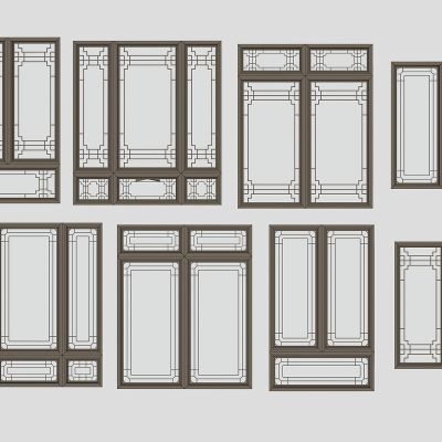 新中式窗户窗框，断桥铝窗户，塑钢窗户，平开窗户，窗户组合，落地窗户