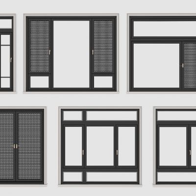 现代窗户窗框，断桥铝塑钢窗户，平开窗，金刚纱防护网窗户，厨房卧室客厅窗户