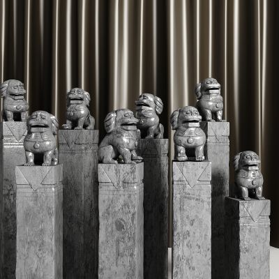 古典中式石狮子雕像