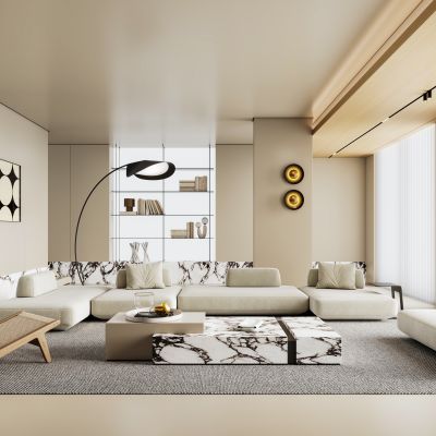 现代客厅 沙发茶几组合 休闲椅 沙发 沙发凳 壁灯