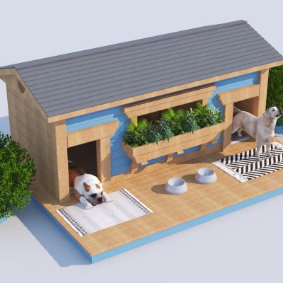 现代宠物窝 狗窝狗屋 狗狗木屋3D模型