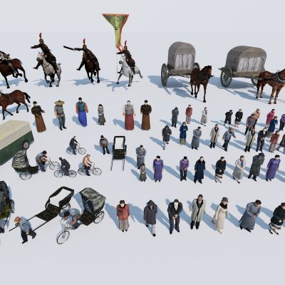 民国人群古代人车夫古代人物骑马马车战马