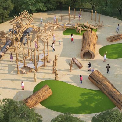 现代原木主题儿童乐园3D模型