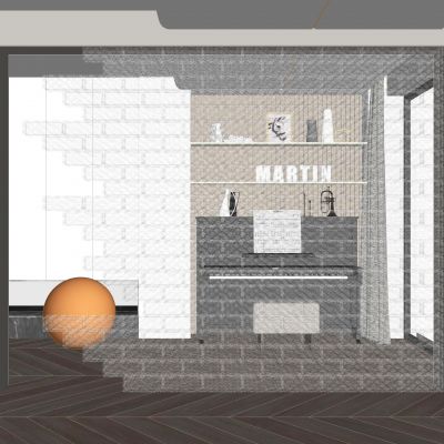 现代玻璃砖隔断