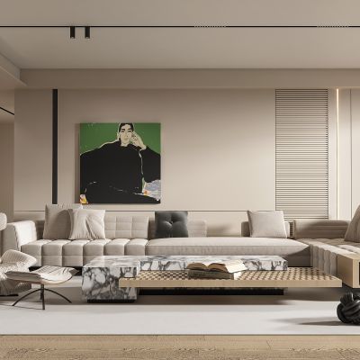 现代奶油风客厅