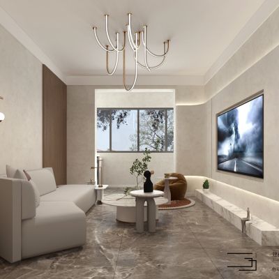 现代客厅 电视墙