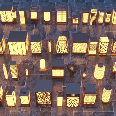 新中式景观灯 庭院灯 草坪灯3D模型