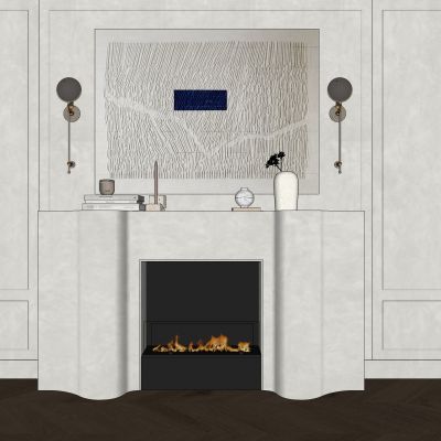 侘寂，壁炉，奶油风，电子壁炉