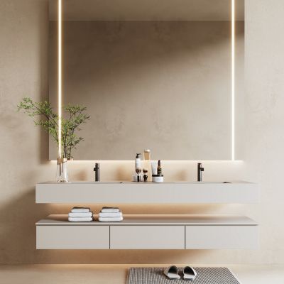 现代浴室柜  浴室镜  洗手台