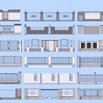 新中式景墙围墙_小区围栏