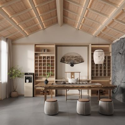 侘寂风民宿茶室